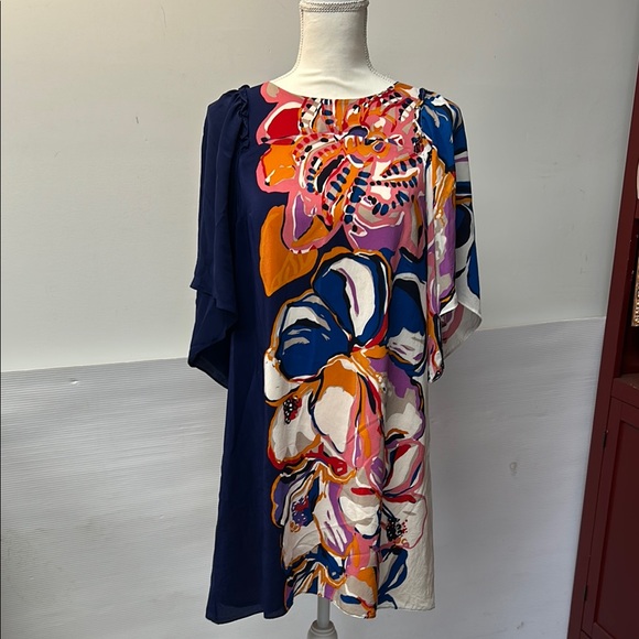 Maeve Multicolor Floral Dress above knee butterfly sleeves small Business Office - Picture 1 of 8